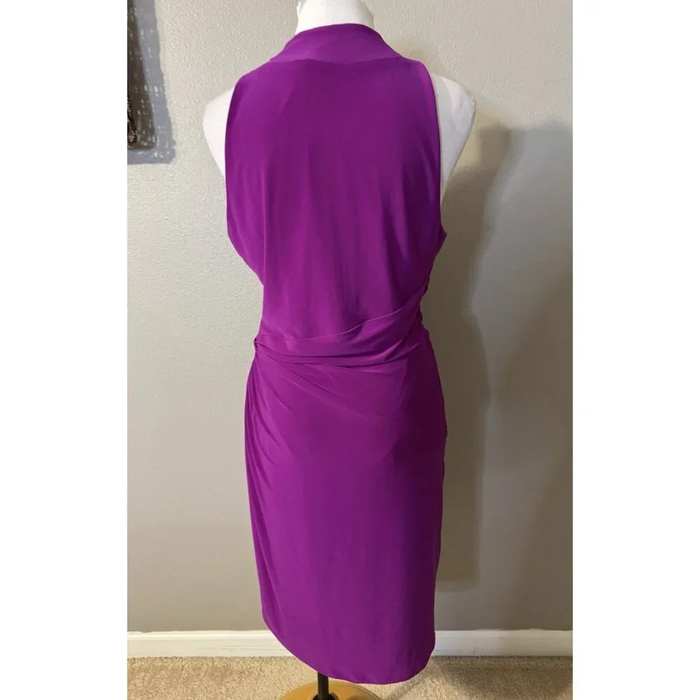 Ralph Lauren Dress 12 Magenta Purple Pink Stretch Sleeveless V Neck Washable